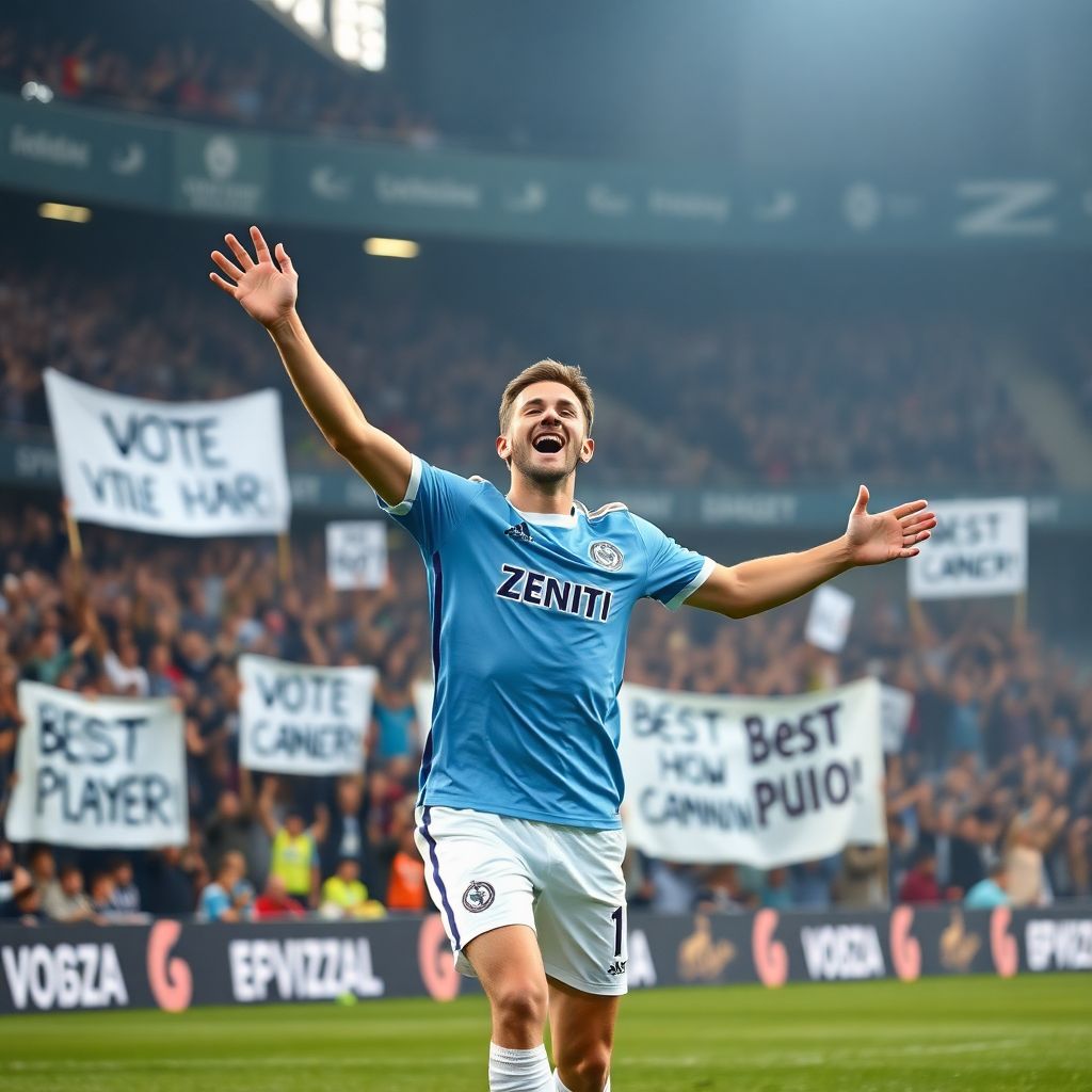 Александр Соболев признан лучшим игроком Зенита в феврале и марте болельщиками